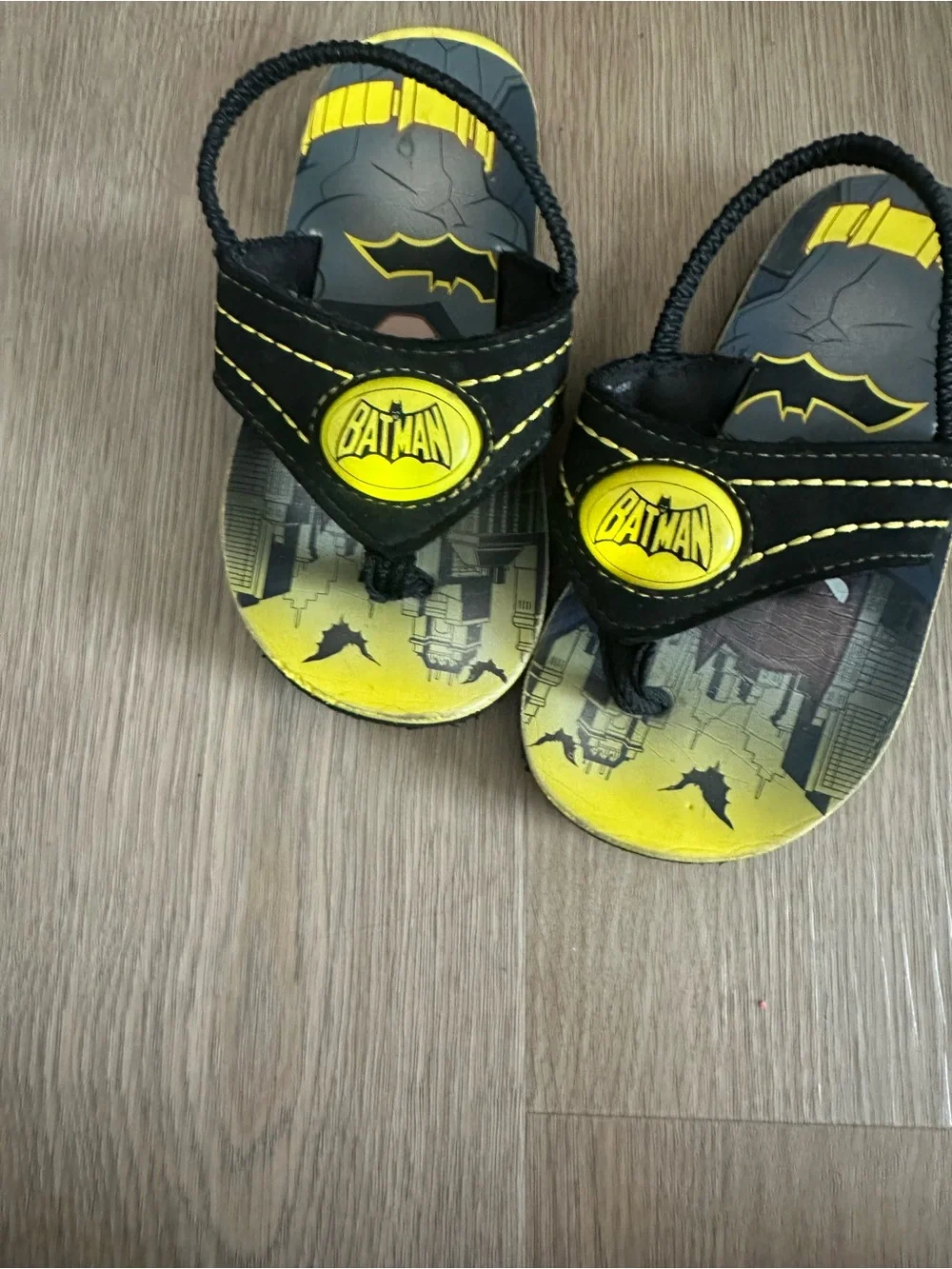 Toddler Batman Yellow & Black Slide Sandals with Heel Strap